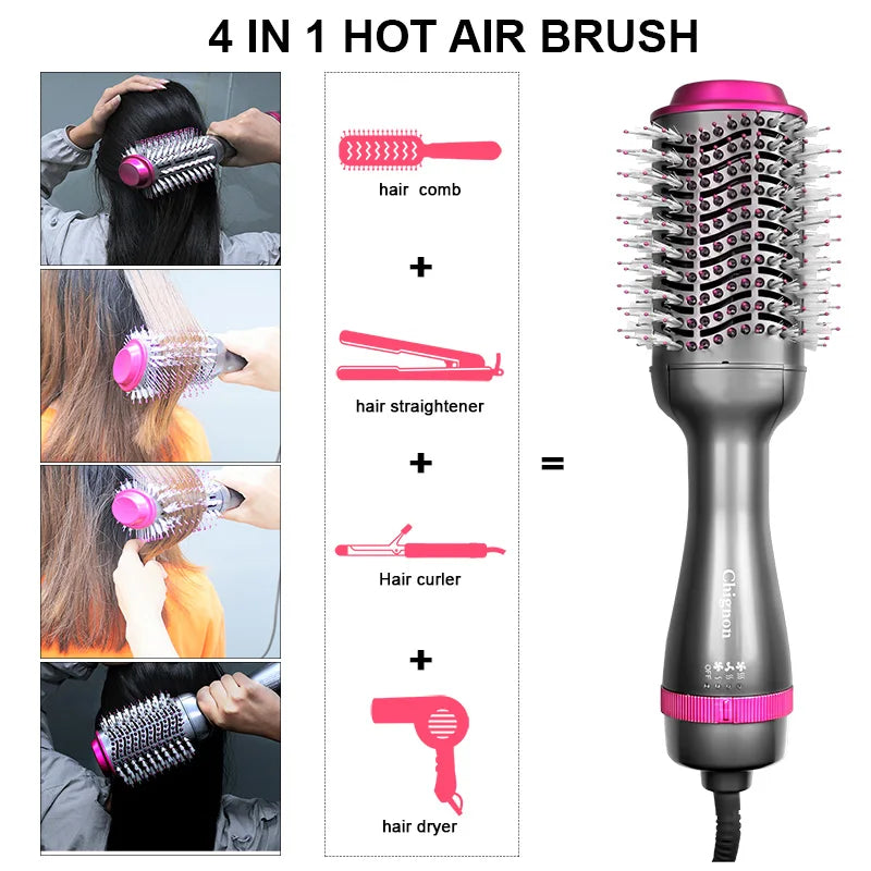 GlowWave 1000W 2-in-1 Rotating Hot Air Brush & Volumizer