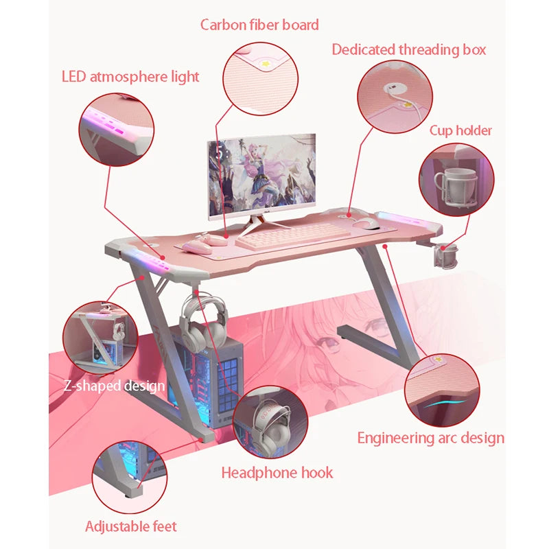 PinkDream Study Gaming Desk – Cute & Stylish Desktop Table 🎮🌸