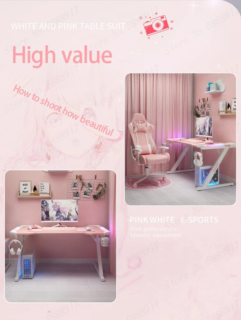 PinkDream Study Gaming Desk – Cute & Stylish Desktop Table 🎮🌸