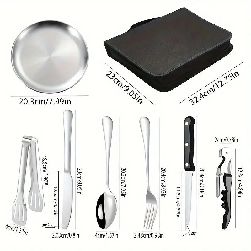 Portable Outdoor Camping Cutlery Set – 10/20Pcs Stainless Steel Utensil Kit for Picnic & Hiking