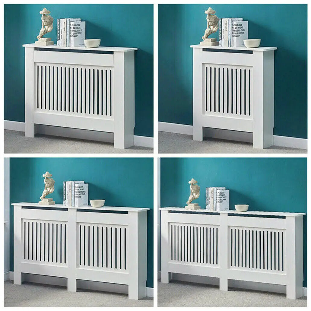 Modern White Radiator Cover – Stylish MDF Wall Cabinet with Grill Design (S/M/L/XL)