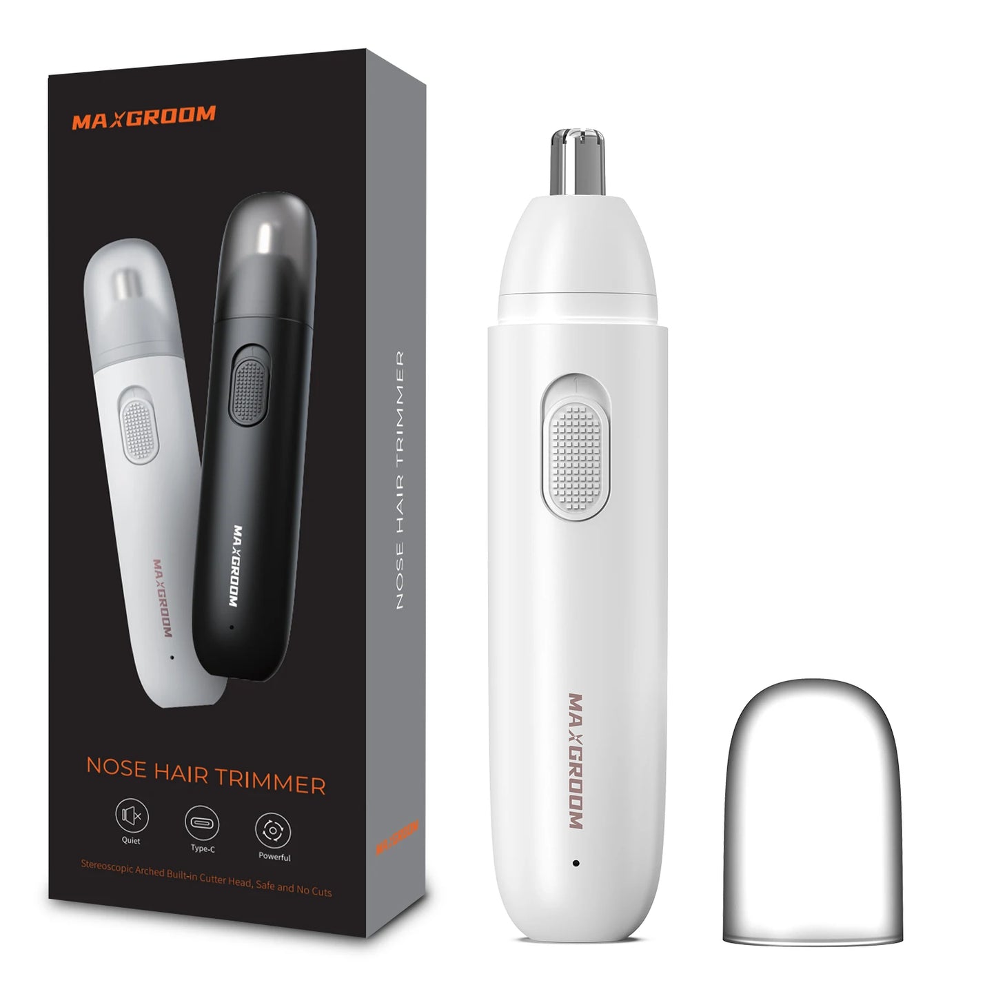 MAXGROOM 360° Rechargeable Nose & Ear Hair Trimmer – Painless Dual-Blade Electric Shaver for Men