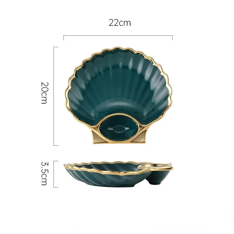 Elegant Ceramic Clam-Shaped Sauce & Snack Plate – Perfect for Sushi & Dipping