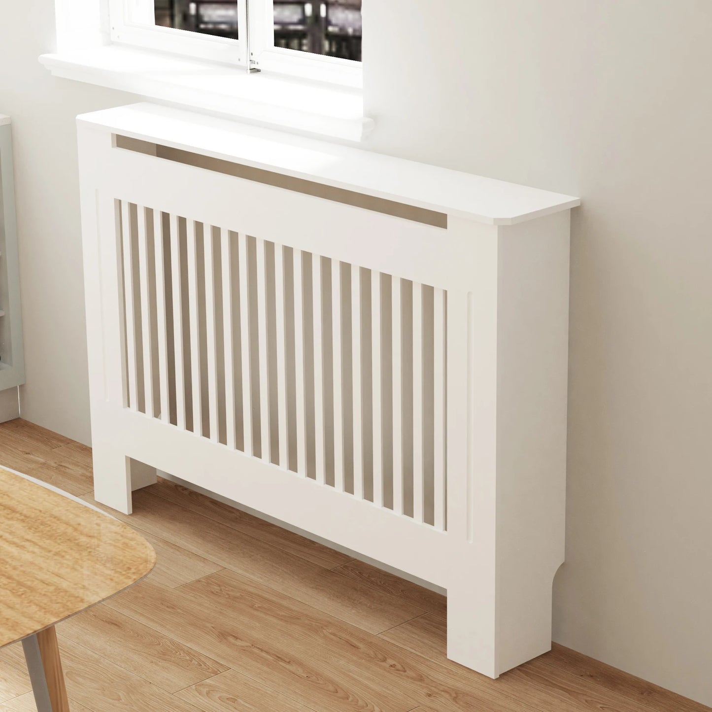 Modern White Radiator Cover – Stylish MDF Wall Cabinet with Grill Design (S/M/L/XL)