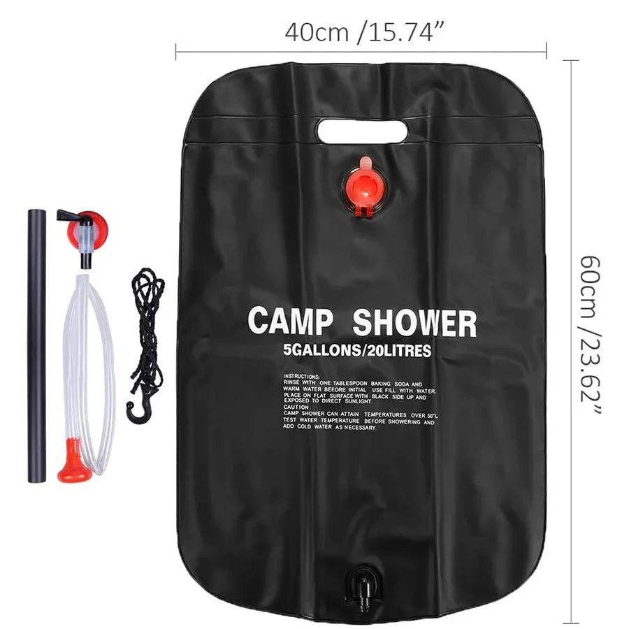 [Only 2 left in stock!] SolarFlow Outdoor Shower Bag – Foldable, Sun-Heated Camping Shower (20L)