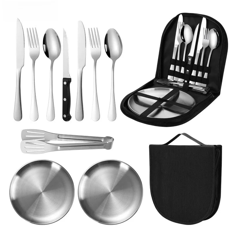 Portable Outdoor Camping Cutlery Set – 10/20Pcs Stainless Steel Utensil Kit for Picnic & Hiking