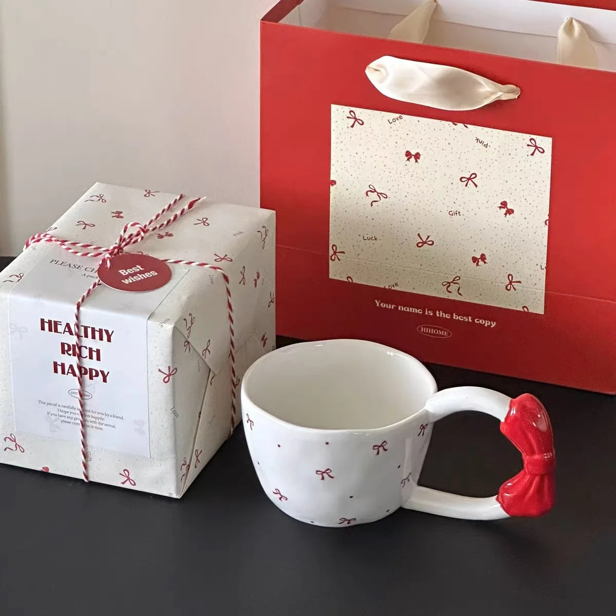 Bow Bliss Handmade Mug with Gift Packaging 🎀☕