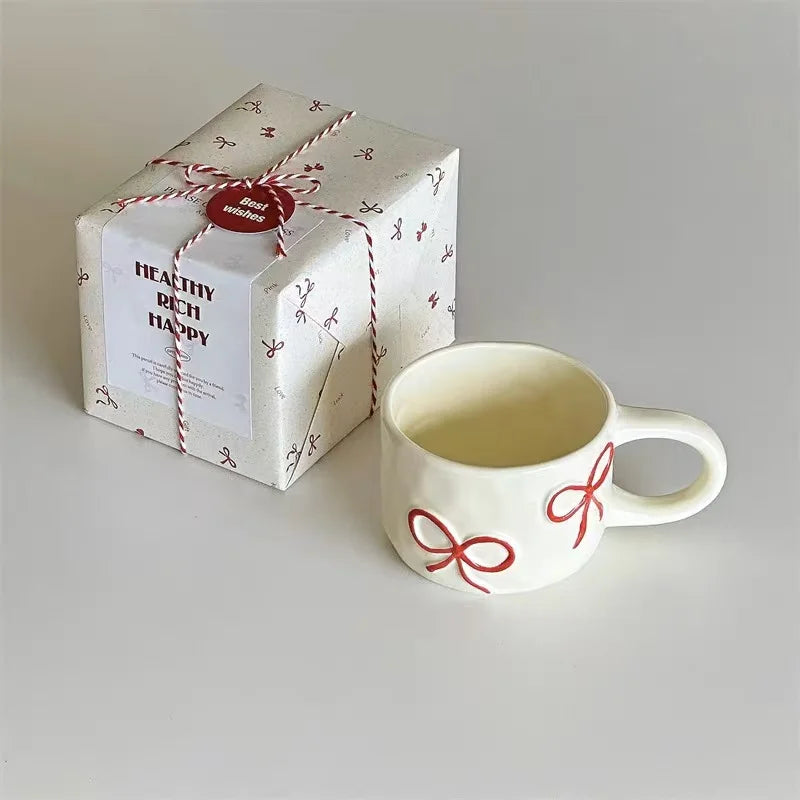 Bow Bliss Handmade Mug with Gift Packaging 🎀☕