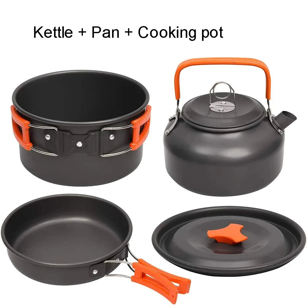 Ultimate Camping Cookware Set – Non-Stick Pots, Teapot & Tableware for 2-3 People | Outdoor Cooking & Picnic Essentials