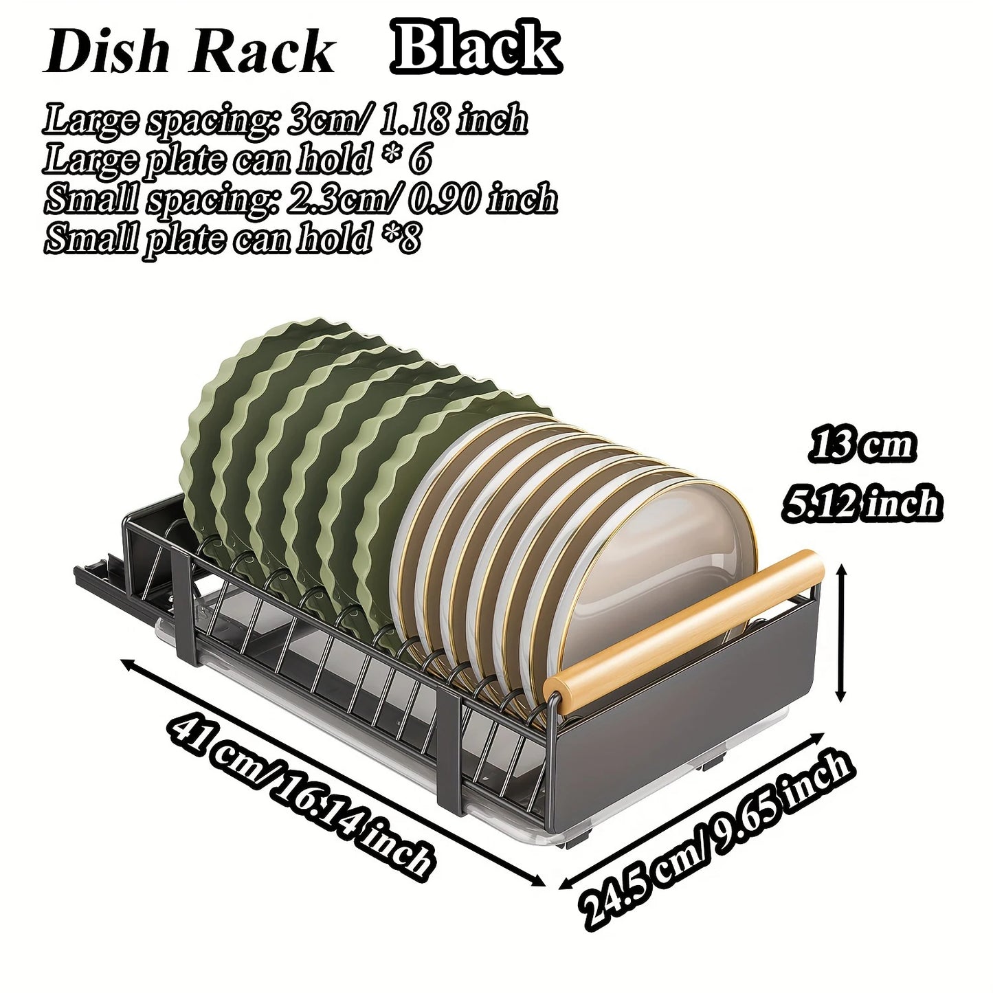 [Best-seller]SleekPull Dish Rack – Space-Saving Pull-Out Drying Rack with Wooden Handle & Drain Tray