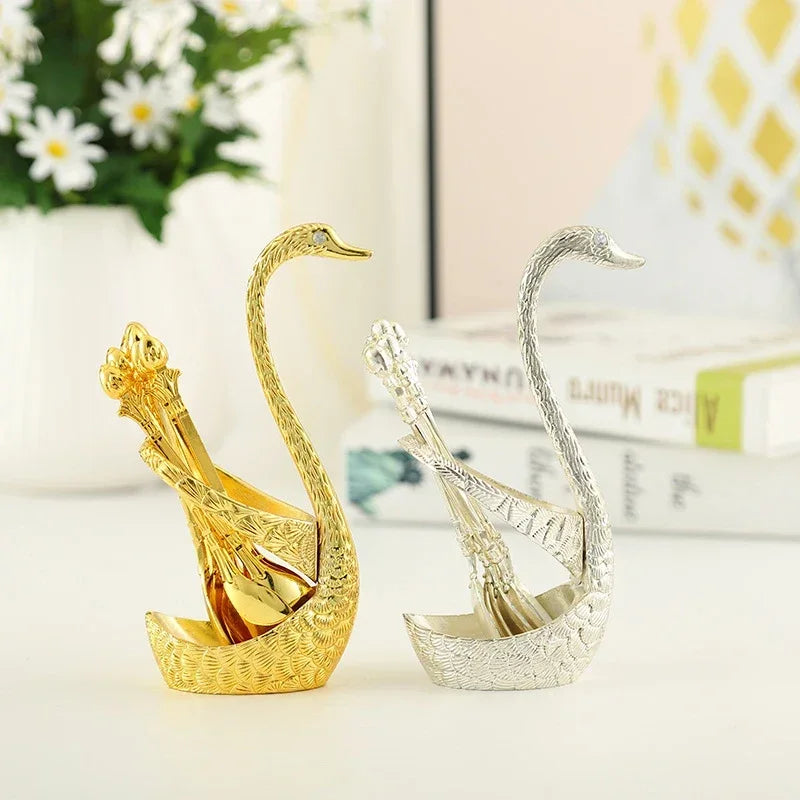 Luxury 6-Piece Swan Coffee & Dessert Spoon Set – Elegant Zinc Alloy Utensils