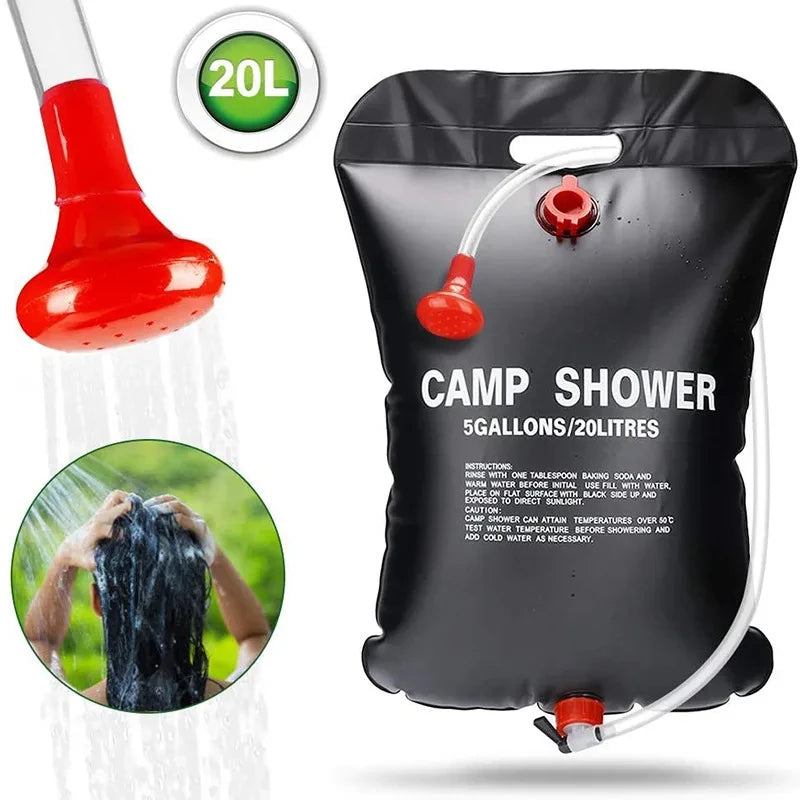 [Only 2 left in stock!] SolarFlow Outdoor Shower Bag – Foldable, Sun-Heated Camping Shower (20L)