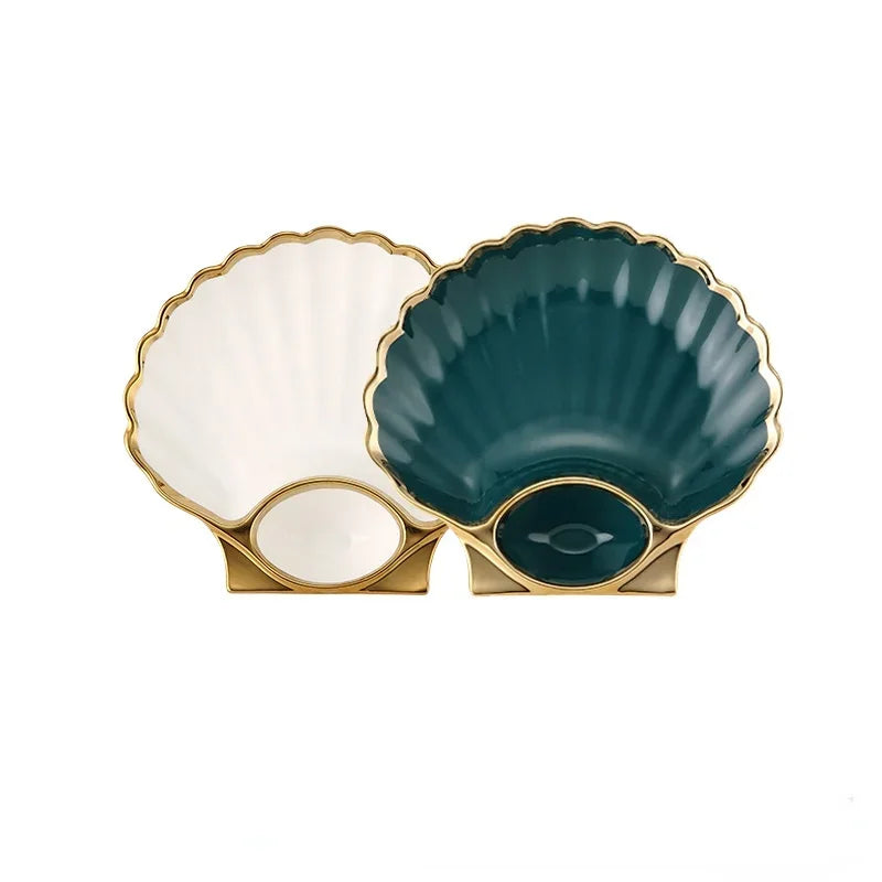 Elegant Ceramic Clam-Shaped Sauce & Snack Plate – Perfect for Sushi & Dipping