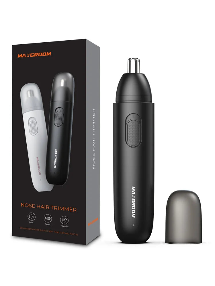 MAXGROOM 360° Rechargeable Nose & Ear Hair Trimmer – Painless Dual-Blade Electric Shaver for Men