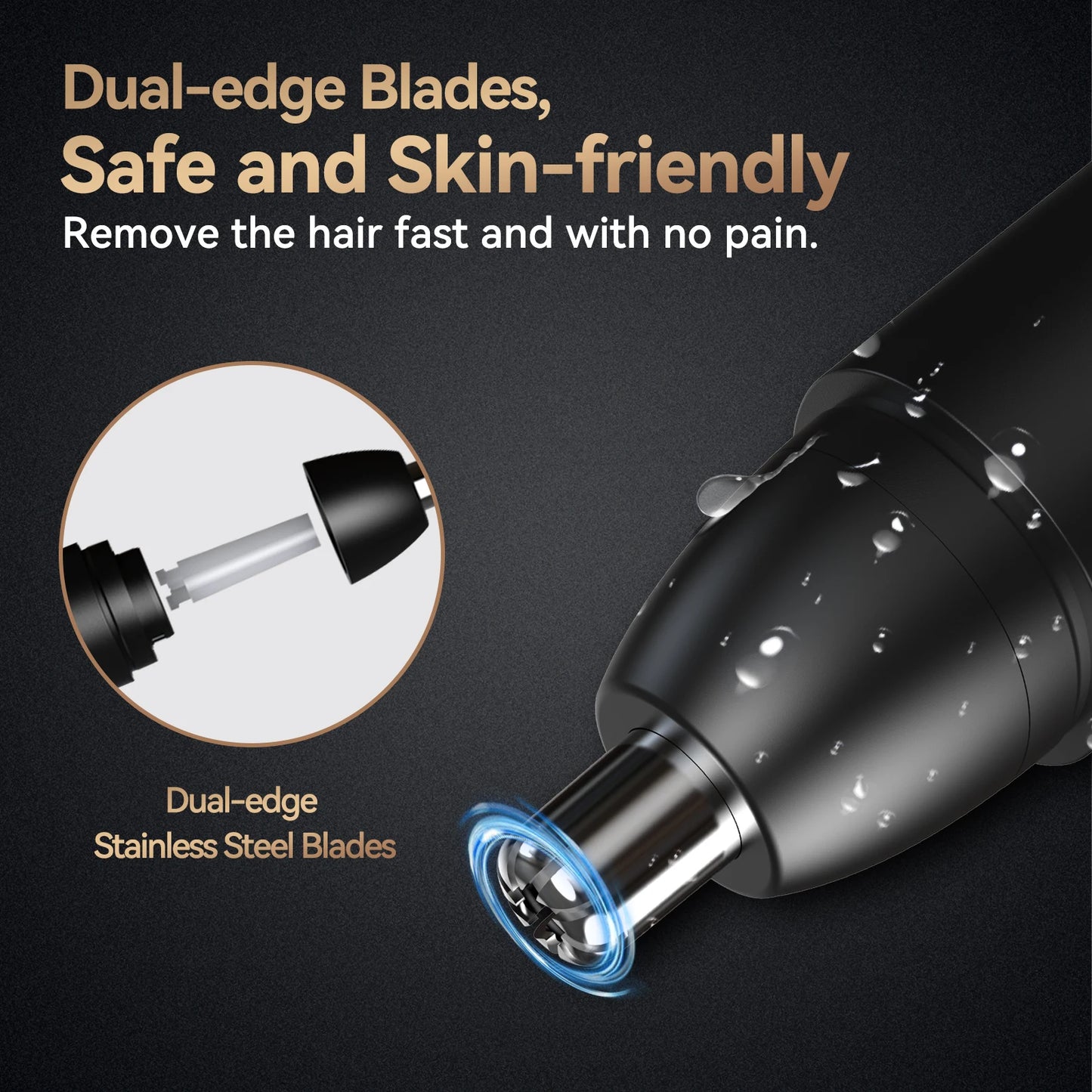 MAXGROOM 360° Rechargeable Nose & Ear Hair Trimmer – Painless Dual-Blade Electric Shaver for Men