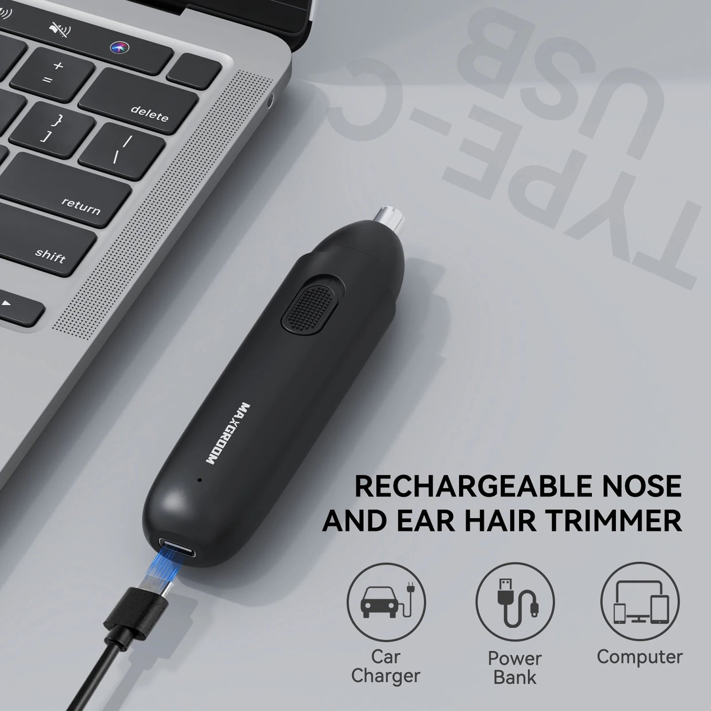 MAXGROOM 360° Rechargeable Nose & Ear Hair Trimmer – Painless Dual-Blade Electric Shaver for Men