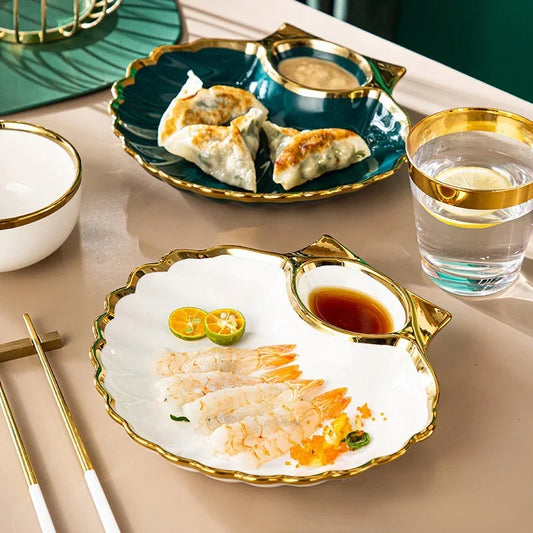 Elegant Ceramic Clam-Shaped Sauce & Snack Plate – Perfect for Sushi & Dipping