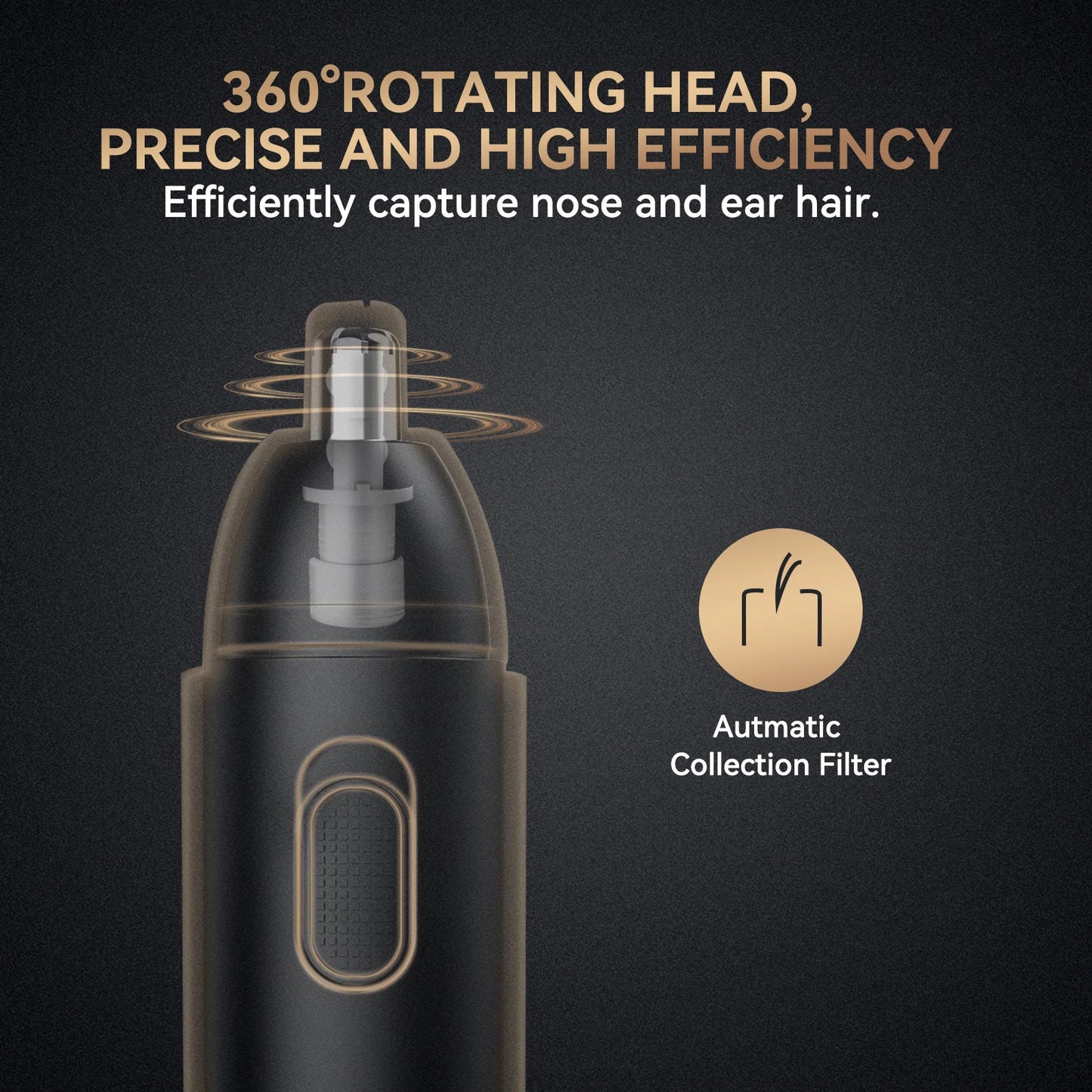 MAXGROOM 360° Rechargeable Nose & Ear Hair Trimmer – Painless Dual-Blade Electric Shaver for Men