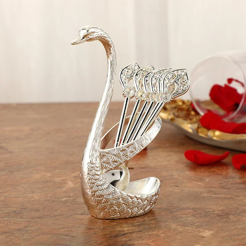 Luxury 6-Piece Swan Coffee & Dessert Spoon Set – Elegant Zinc Alloy Utensils