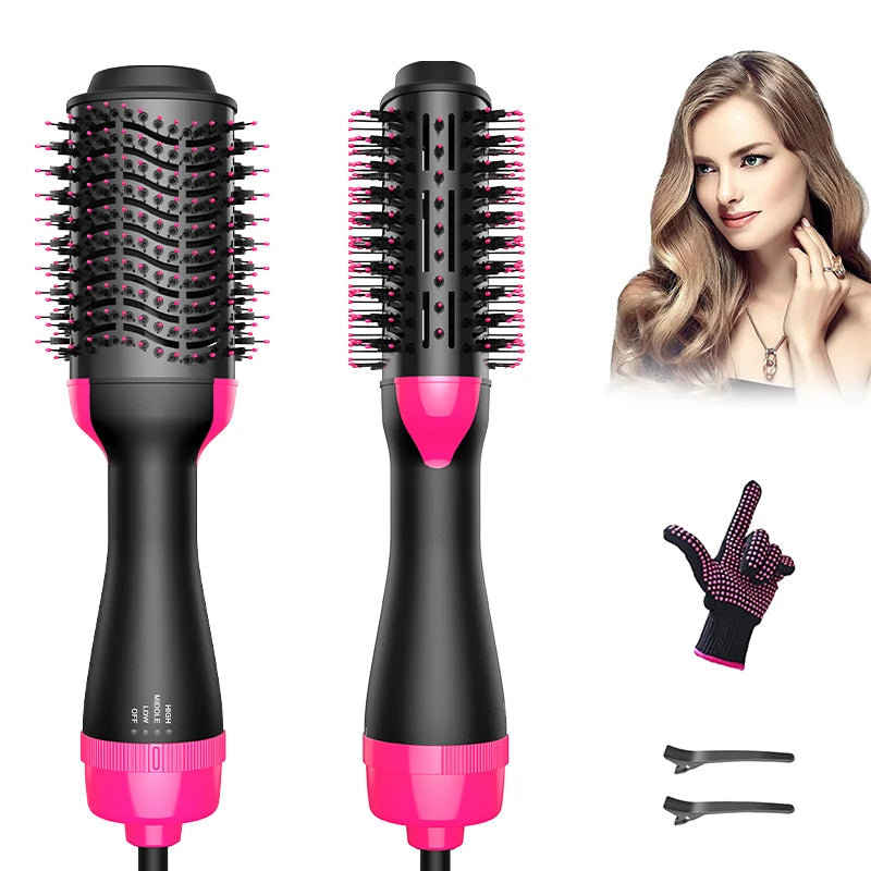 GlowWave 1000W 2-in-1 Rotating Hot Air Brush & Volumizer