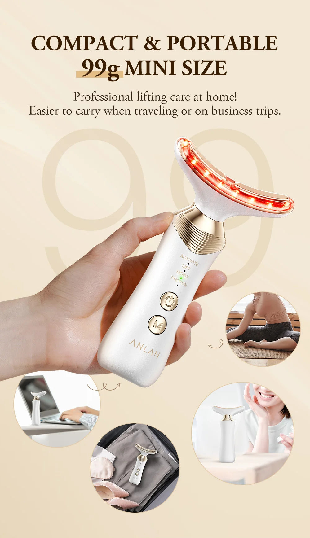 [Best-seller] ANLAN 24K Gold Dual Polar Neck & Face Lifting Device – EMS Anti-Aging Massager