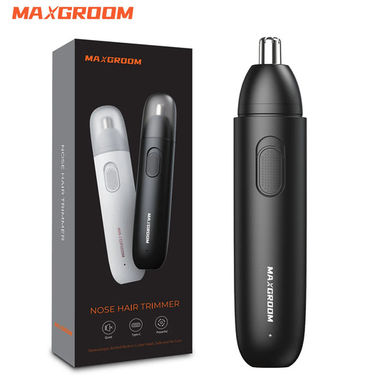 MAXGROOM 360° Rechargeable Nose & Ear Hair Trimmer – Painless Dual-Blade Electric Shaver for Men